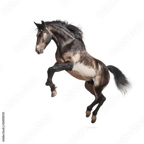 Wild horse jump isolated on background