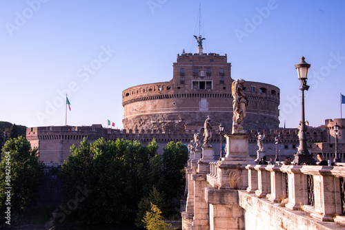 Castel and Ponte Sant'Angelo in Rome, Italy. 