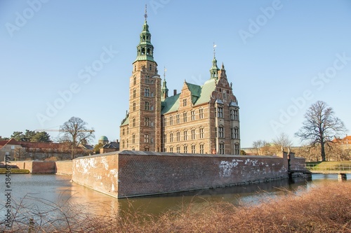 Scenic view of the beautiful architecture of the Rosenborg castle located in Copenhagen, Denmark