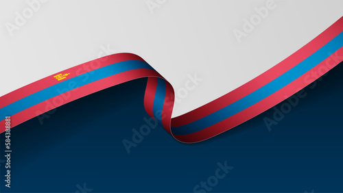 Mongolia ribbon flag background.