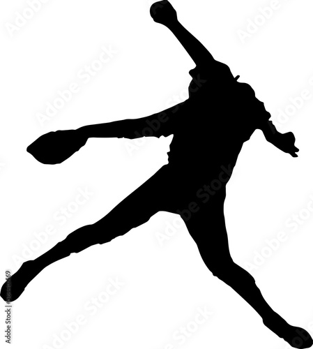 Silhouette of a female softball pitcher