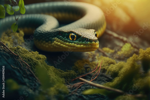 Wild snake, reptile, hazardous animal, venomous snake ,made with Generative AI