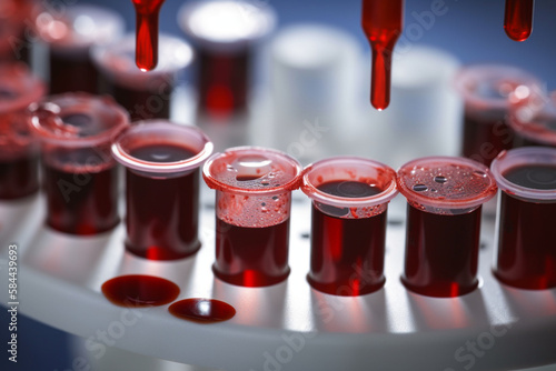 Erythrocytes in a blood group test, AI Generative