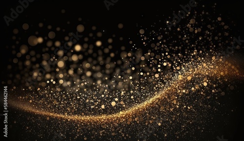 Golden glitter lights on isolated on dark background gold glitter dust defocused texture abstract sparkle particle bokeh, Awards background