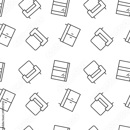 Vector repeating seamless pattern of window, closet, armchair for wallpapers, wrappers, postcards, backgrounds