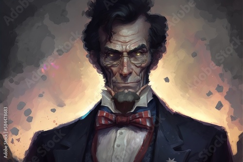 Abraham Lincoln . Creative illustration. (Ai Generate)