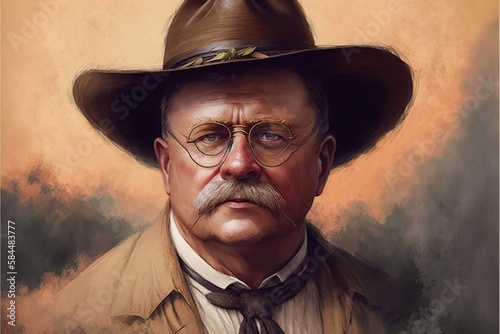 Theodore Roosevelt artwork . Creative illustration. (Ai Generate)