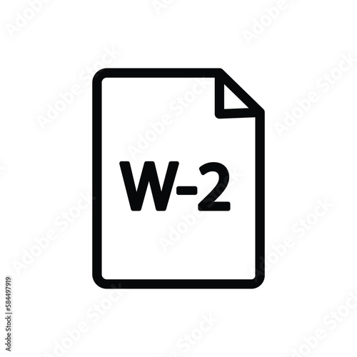 W-2 or W2 IRS tax form document line art vector icon for finance apps and websites