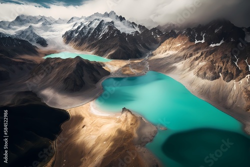 Aerial image of New Zealand's South Island's Aoraki Mount Cook National Park