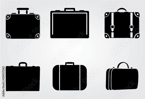 Leather different style, shape and design set of Briefcase and suit case icon. Modern day business object. Editable vector, easy to change color or manipulate. eps 10.