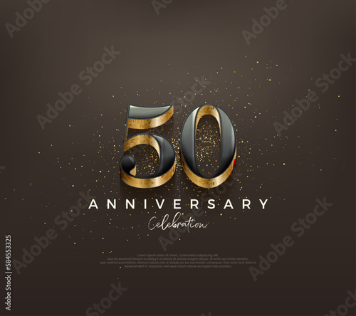 Luxury 50th anniversary design with classic numbers on a black background. Premium vector background for greeting and celebration.