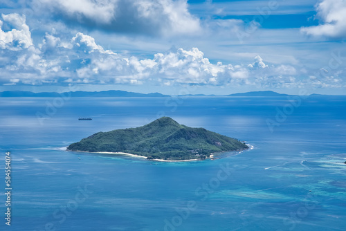Copolia trail view of St anne, praslin and la digue, Mahe Seychelles