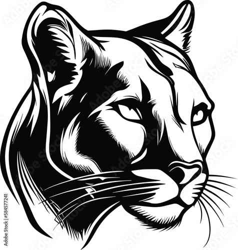 Mountain Lion Logo Monochrome Design Style 