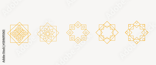 Vector Set of Logo Design Templates Abstract Symbols in Ornamental Arabic Style, Islamic Background.Ramadan Kareem