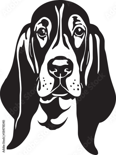 Basset hound dog face isolated on a white background, SVG, Vector, Illustration. 
