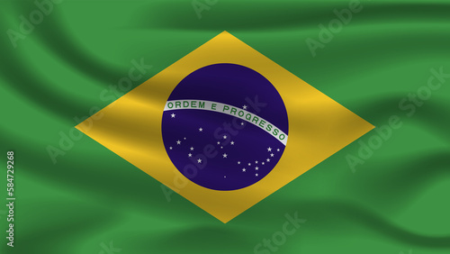 Illustration concept independence symbol icon realistic waving flag 3d colorful of Brazil