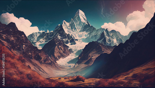 Pastel filter of famous mountains with Generative AI Technology