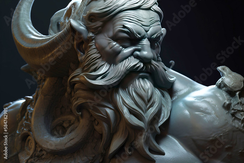 Triton with trident mythological man god of water, neptune, poseidon creature from legends. AI generated.