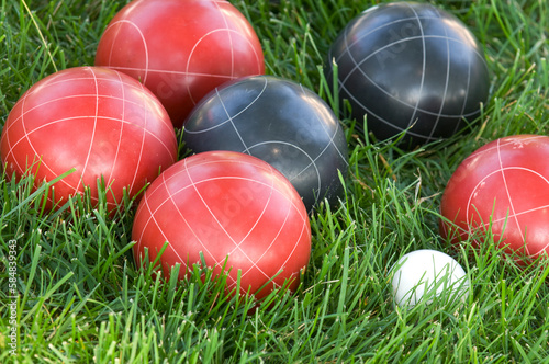 Bocce Balls on green grass