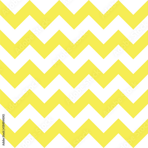 Zig zag Easter pattern. Regular chevron stripes of yellow and white color. Classic zigzag lines abstract geometry background. Seamless texture print. Vector illustration