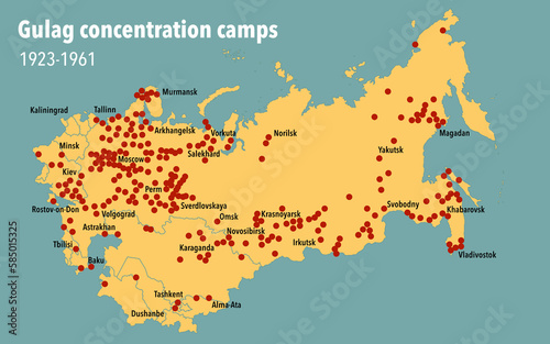 Location map of the Gulag concentration camps across the Soviet Union