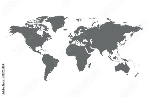 World map - silhouette of the continents on planet Earth, vector illustration on white