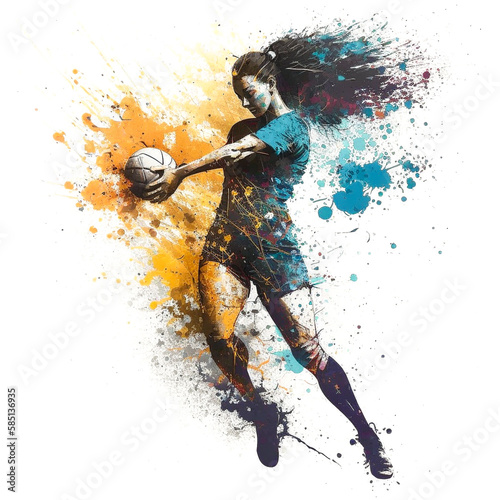 バレーボール選手のペイントアート, Volleyball Player Paint Art, Generative AI