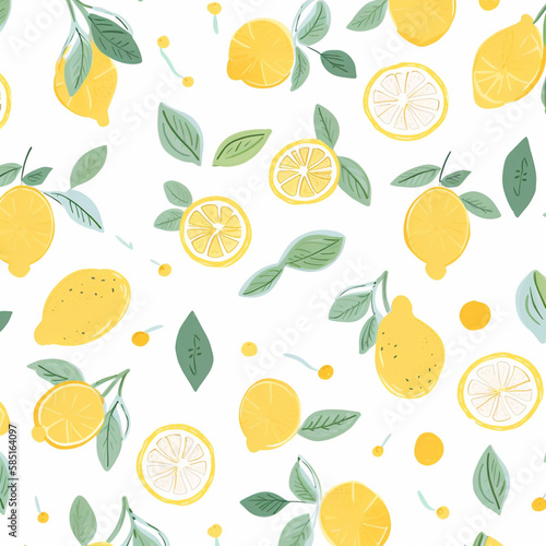 pattern lemons on white background