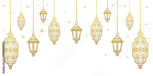 golden islamic lantern ramadan kareem background