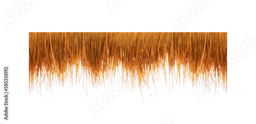 Thatching straw roof, from dry grass isolated on white transparent background, of the bar on the beach during the holiday season. Png file