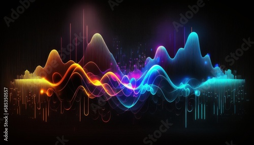 An Abstract Representation of Sound Waves and Music Frequencies. Generative AI