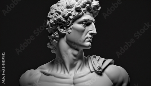 Ancient Greek sculpture statue of hero Gypsum statue .Generative AI.