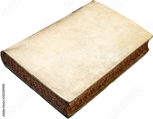 duża stara księga oprawiona w skórę na białym tle