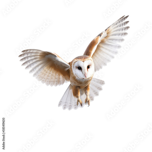 barn owl isolated on white background