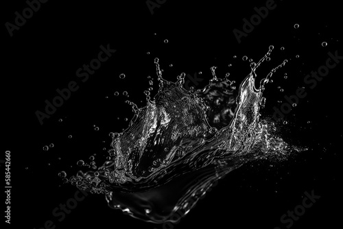 splash of water on black background, AI Generative
