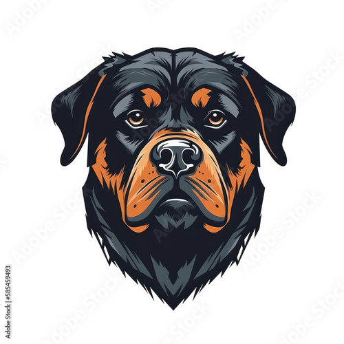 Logo Rottweiler Dog on Isolated Tansparent Background, png. Generative AI