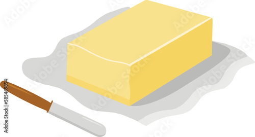illustration of a yellow butter and a knife