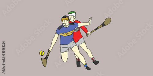 Two hurling players against each other