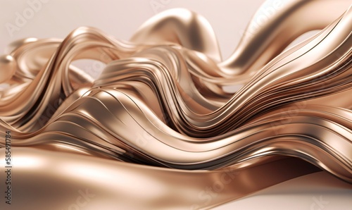 Champagne gold abstract wavy background, Generative AI