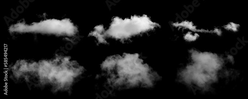 White Cloud Isolated on Black Background. Good for Atmosphere Creation and Composition. Collection Set