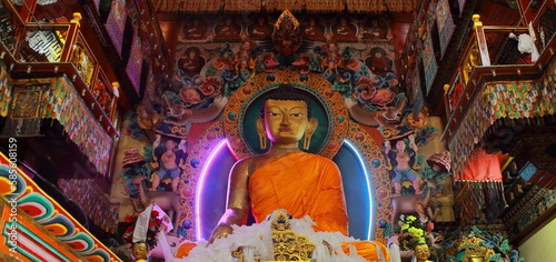 Tawang, Arunachal Pradesh, India - 8th December 2019: lord buddha statue of tawang monastery, famous religious place in tawang and arunachal pradesh