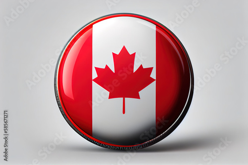Round national flag pin of Canada.Circular vector flag of Canada. Generative Ai