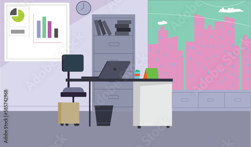 Office room Flat illustration