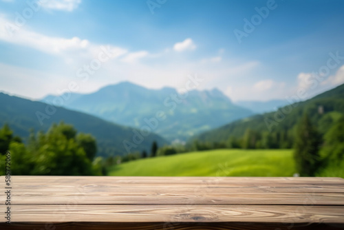 view on the future, mockup for product on wooden table