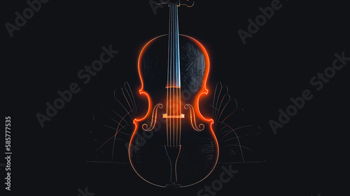 Creative abstract illustration with double bass, generative AI.
