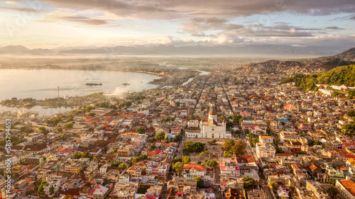 Aerial View of Cap-Haitien, Haiti Cityscape at Sunrise