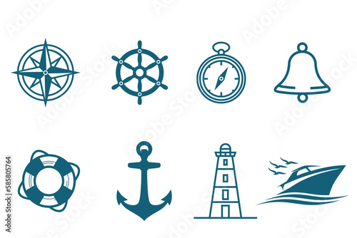 set Nautical logo design template