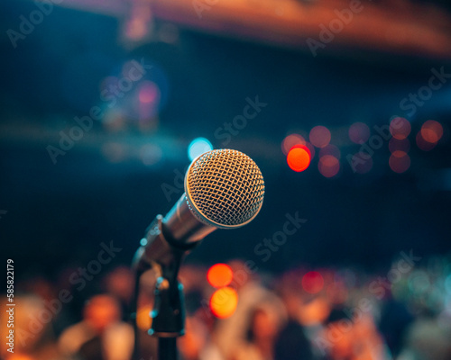 microphone on stage scene concert music live party night 