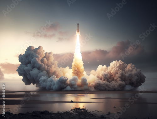 A missile / A rocket is launching, Generative Ai image.