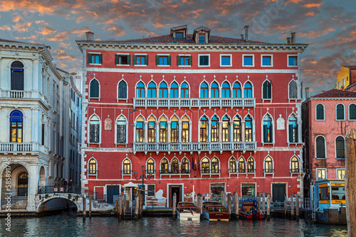 Bembo Palace facing the Grand Canal, built in the 15th century. Venice, Italy